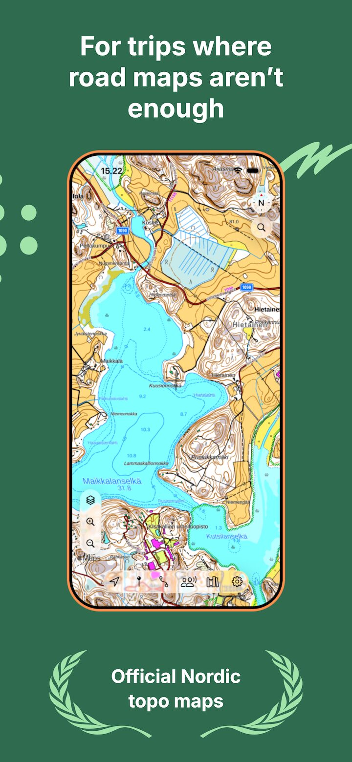 Lokimaps topographic map shown on an iPhone for outdoor navigation