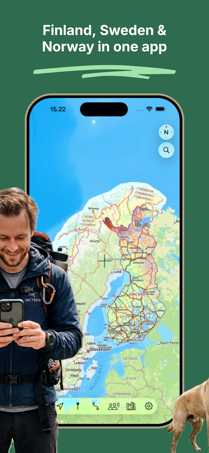 Lokimaps showing Finnish, Swedish and Norwegian topographic maps together
