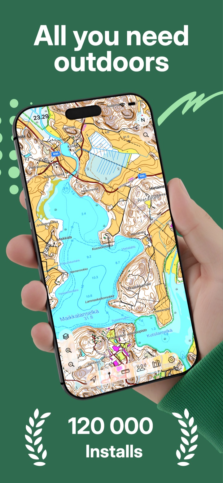 Lokimaps topographic map shown on an iPhone for outdoor navigation