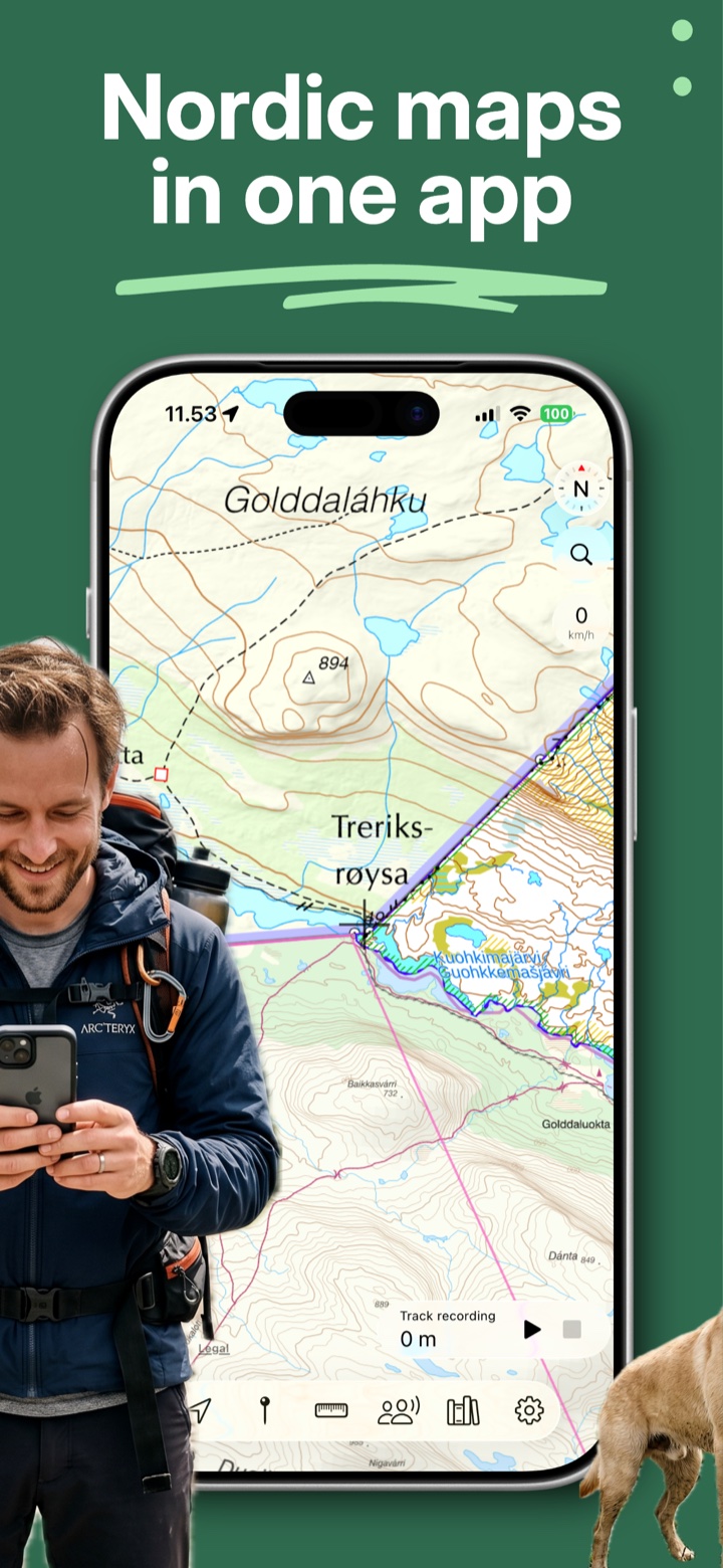 Lokimaps showing Nordic topographic maps and track recording