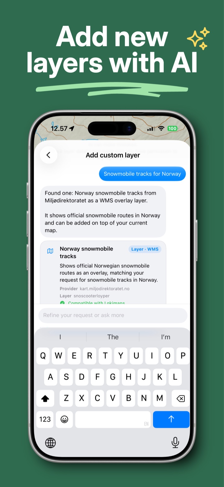 Lokimaps custom layer assistant adding a snowmobile tracks map layer